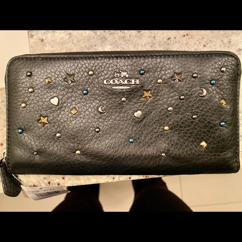 Coach stars and moon clutch
